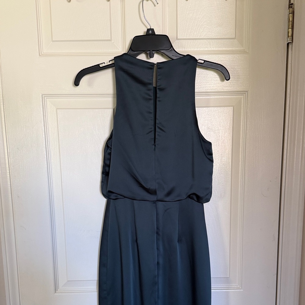Elegant Dark Green Satin Gown - Picture 4 of 4